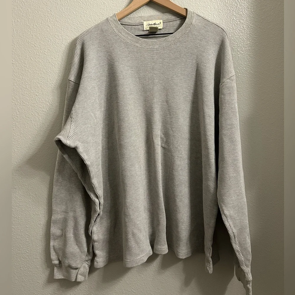 Eddie Bauer Light Gray Waffle Knit Top - Picture 1 of 7